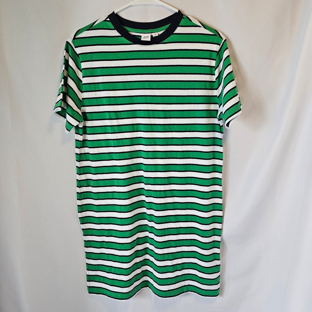 GAP Womens Green White Navy Striped Cotton Short Sleeve T-Shirt Mini Dress XS